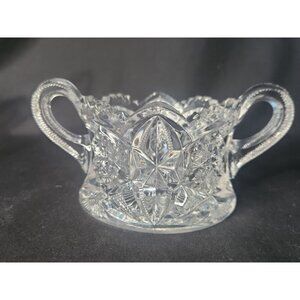EAPG Antique Mckee Glass OMN Toltec Ca 1904 Clear Berry Sugar Bowl Press Cut